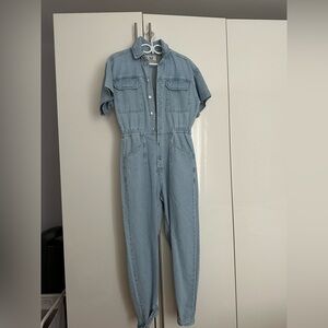 Free People Sky Blue Denim Overalls